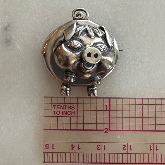 925 Silver Pig Brooch - Picture 4 of 4
